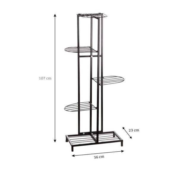 multi tier black metal plant stand – 6 pot vertical planter rack