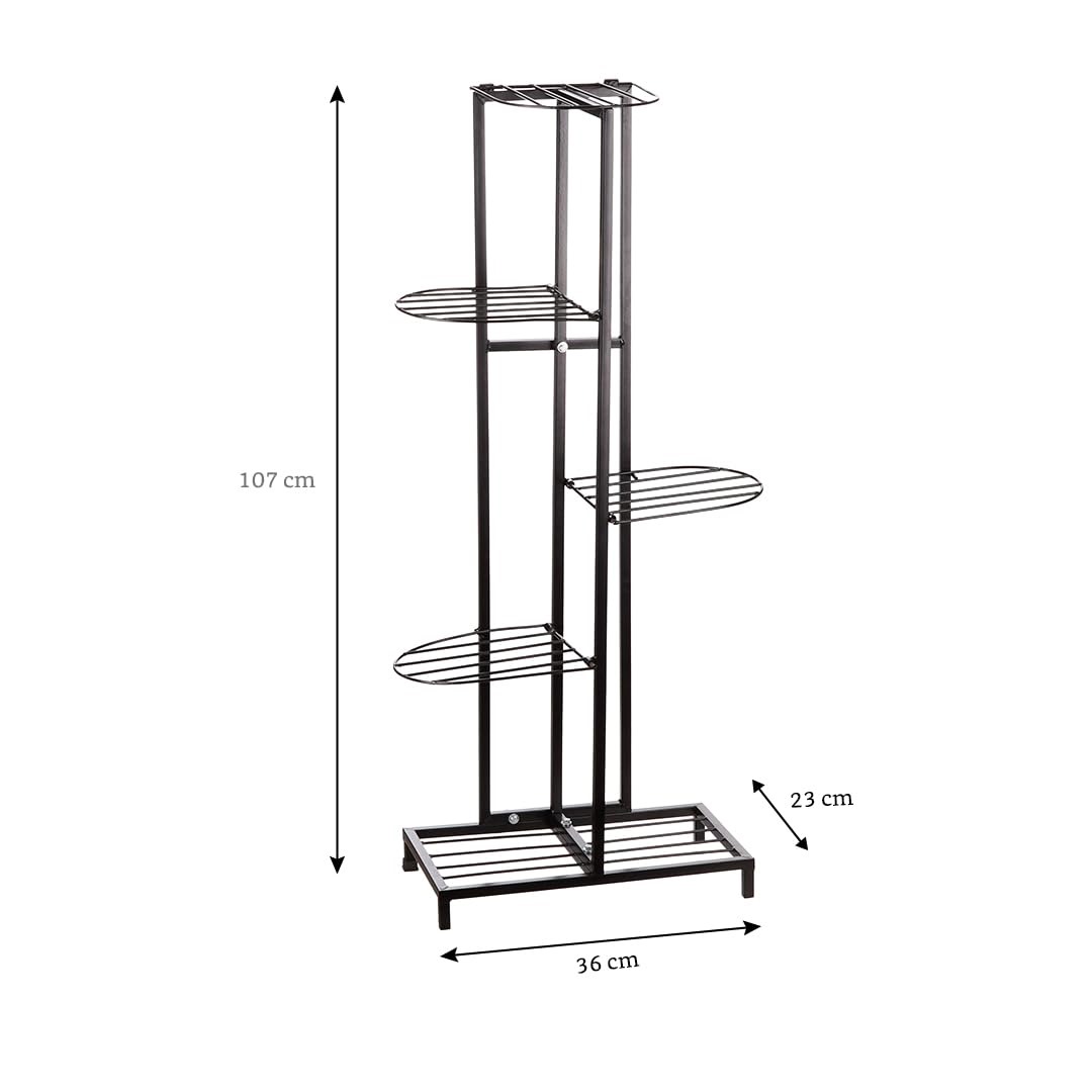 multi tier black metal plant stand – 6 pot vertical planter rack